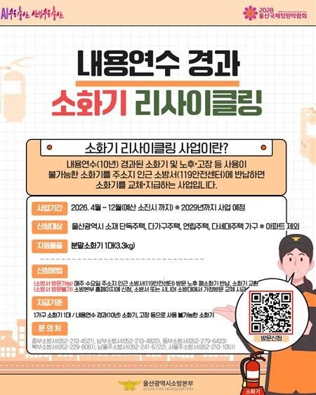 울산소방본부 내용연수 경과 소화기 교체(리사이클링) 사업 추진